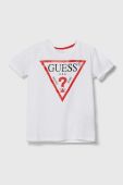 Дитяча бавовняна футболка Guess колір білий з принтом (1536109)
