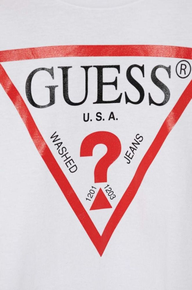Дитяча бавовняна футболка Guess колір білий з принтом (1536109) фото 4