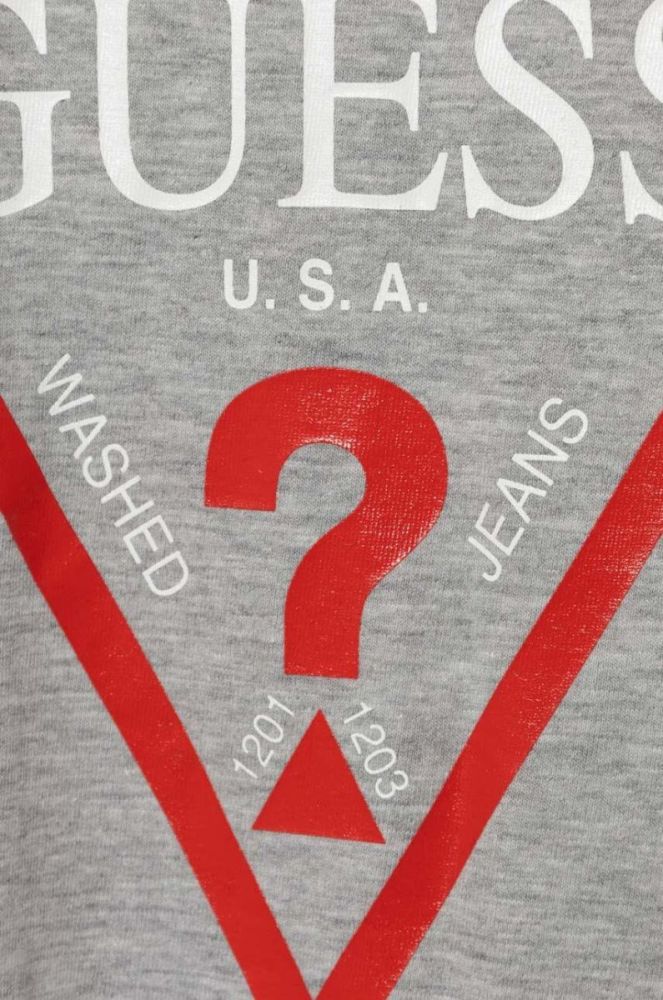 Дитяча бавовняна футболка Guess колір сірий з принтом (1536129) фото 3