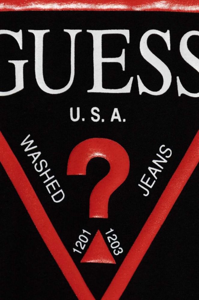 Дитяча бавовняна футболка Guess колір чорний з принтом (1536123) фото 3
