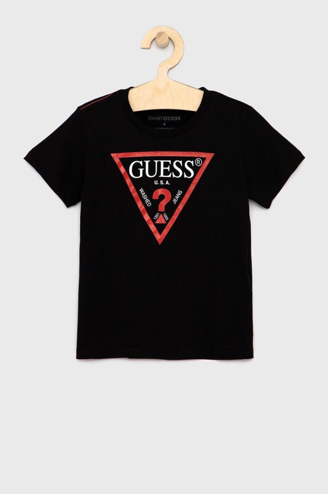 Дитяча футболка Guess колір чорний меланж (1534936)