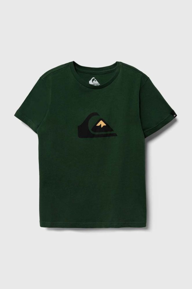 Дитяча бавовняна футболка Quiksilver колір зелений з принтом (3536716)