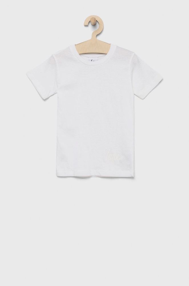 Дитяча бавовняна футболка Hype колір білий гладкий