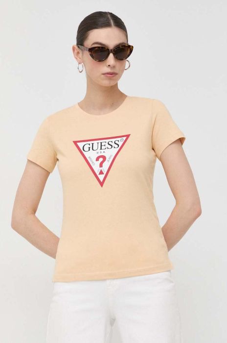 Бавовняна футболка Guess колір бежевий (2847146)