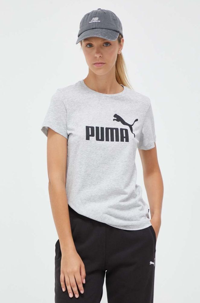 Бавовняна футболка Puma колір сірий