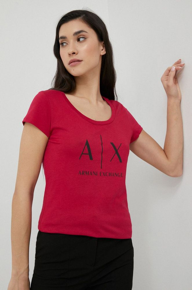 Бавовняна футболка Armani Exchange колір рожевий (2946305)