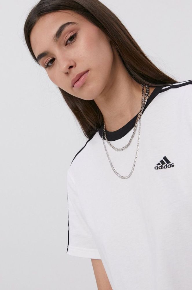 Бавовняна футболка adidas колір білий (1694121) фото 4