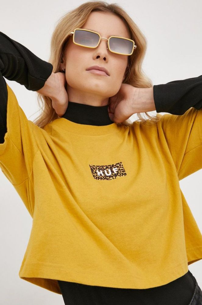 Бавовняна футболка HUF колір жовтий фото 4