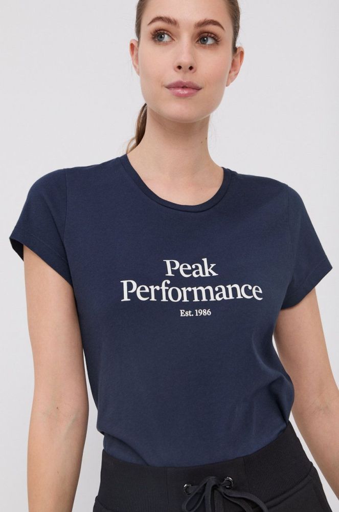 Бавовняна футболка Peak Performance колір синій (1737233)