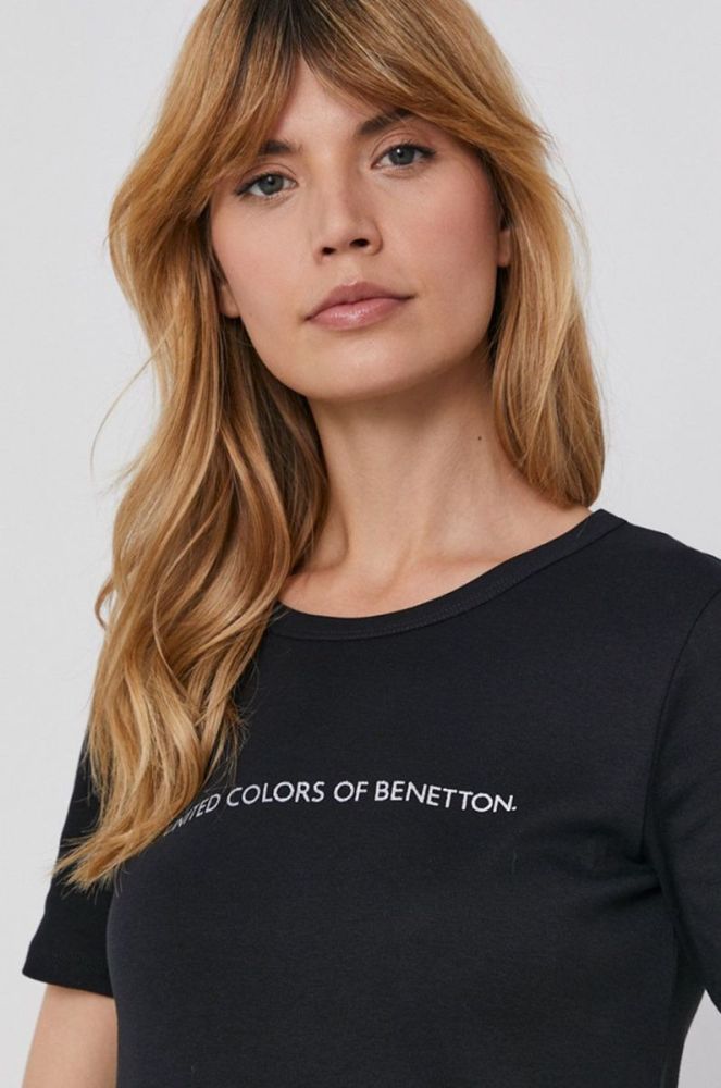 Бавовняна футболка United Colors of Benetton колір чорний (1671185) фото 4