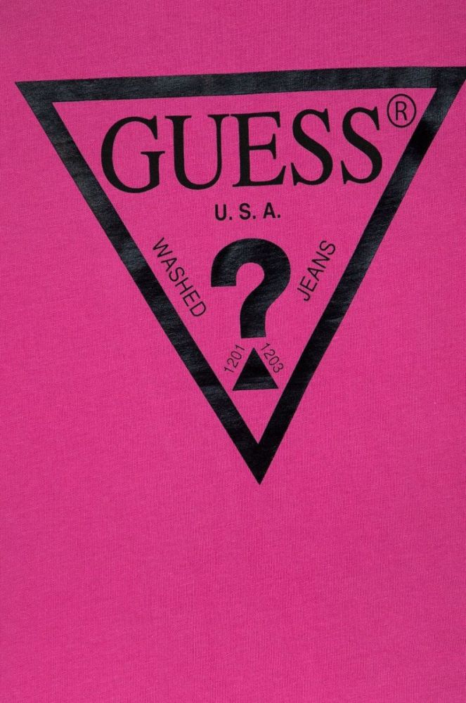 Дитяча бавовняна футболка Guess колір фіолетовий (1927667) фото 3