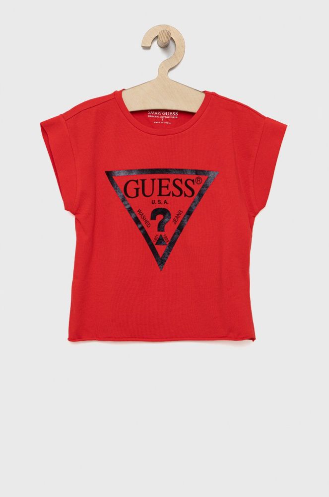 Guess - Дитяча футболка колір червоний