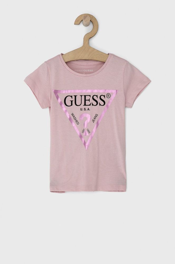 Дитяча бавовняна футболка Guess колір рожевий (1536264)