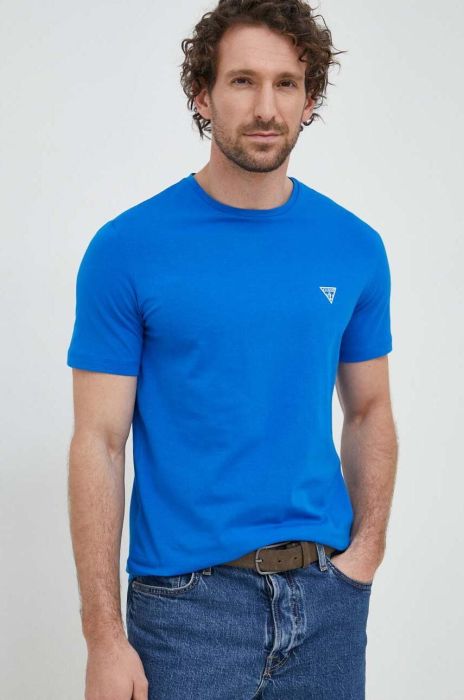 Футболка Guess чоловічий однотонний колір блакитний (2959854)