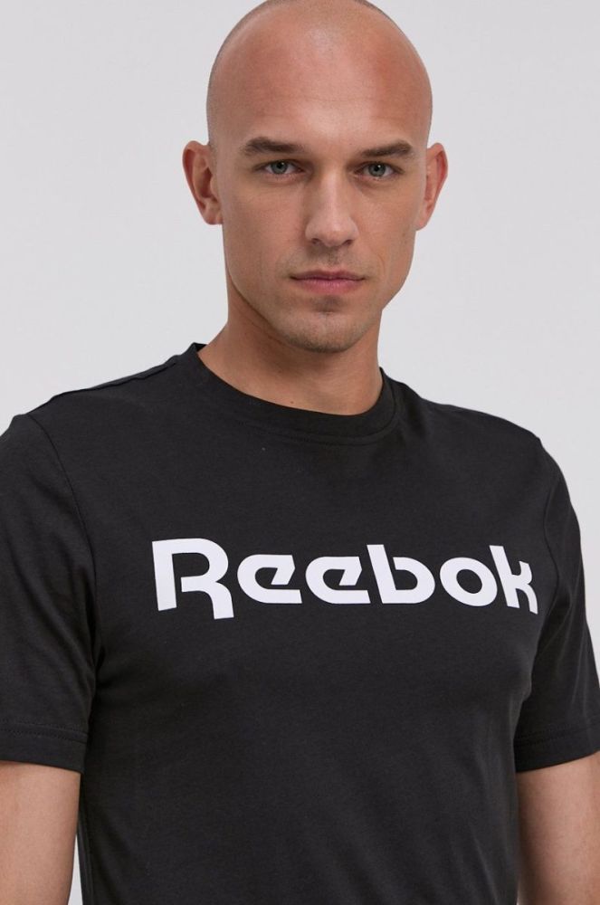 Бавовняна футболка Reebok Street GJ0136 колір чорний з принтом фото 4