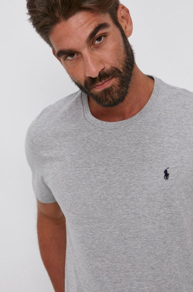 Бавовняна футболка Polo Ralph Lauren колір сірий гладкий фото 4