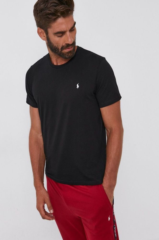 Бавовняна футболка Polo Ralph Lauren колір чорний гладкий фото 4