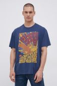 Бавовняна футболка Wrangler колір синій з принтом