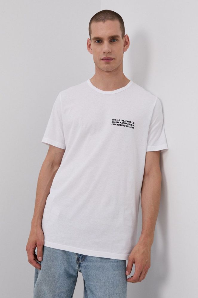 Бавовняна футболка Lee колір білий з принтом (1536437)