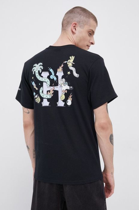 Бавовняна футболка HUF колір чорний з принтом (1875383)