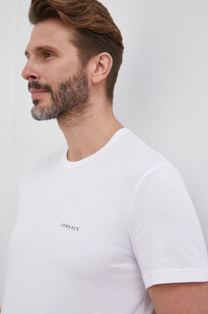 Футболка Versace чоловічий колір білий однотонна фото 7