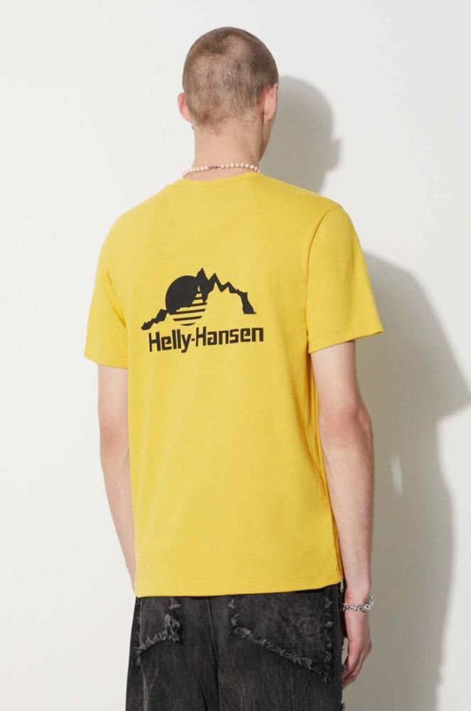 Бавовняна футболка Helly Hansen з аплікацією 53391-591 колір жовтий фото 3