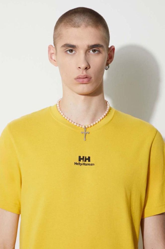 Бавовняна футболка Helly Hansen з аплікацією 53391-591 колір жовтий фото 5