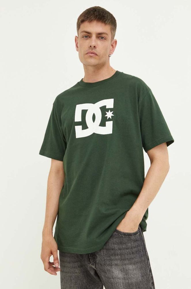 Бавовняна футболка DC колір зелений з принтом (3393442)