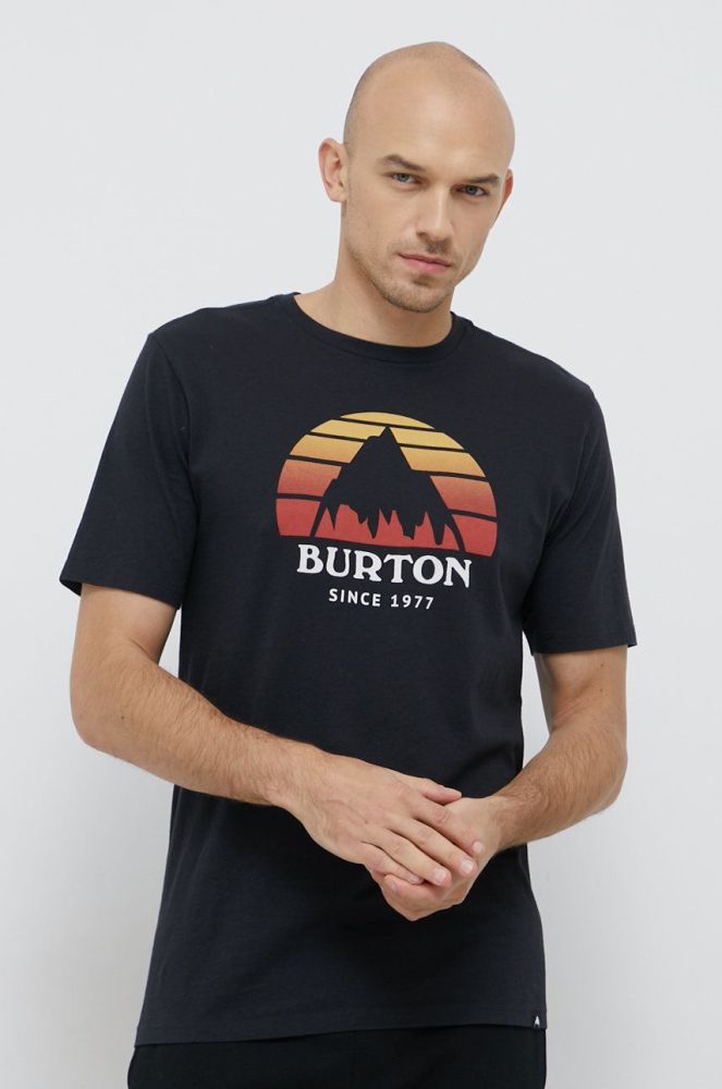Бавовняна футболка Burton колір чорний з принтом (1940909)