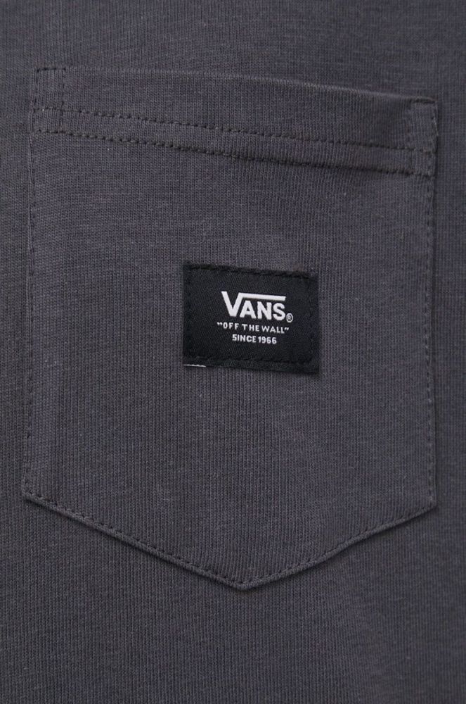 Бавовняна футболка Vans колір сірий гладкий фото 5