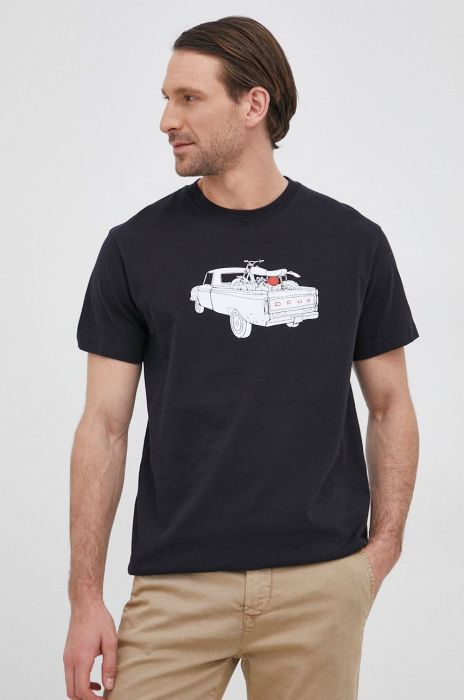 Бавовняна футболка Deus Ex Machina колір чорний гладкий (1979523)