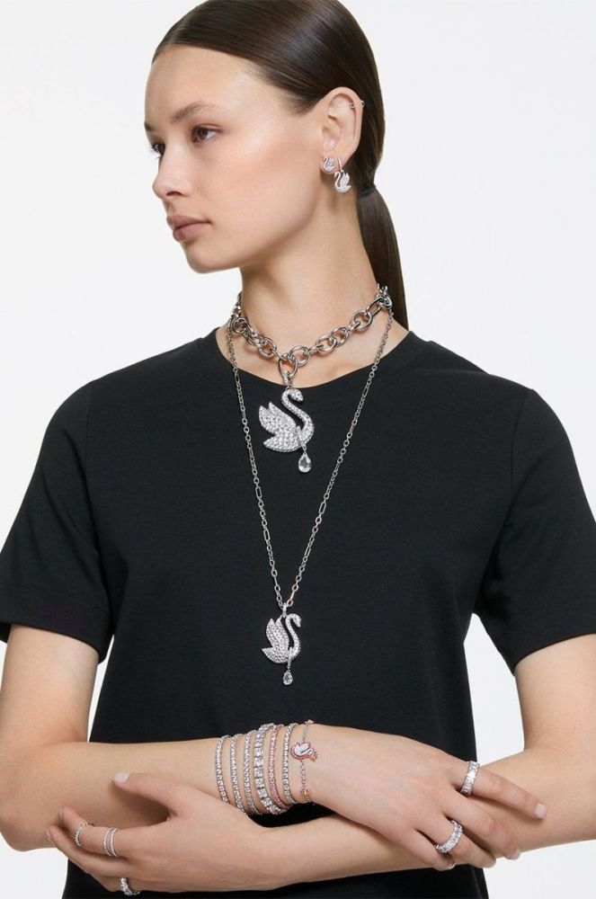 Сережки Swarovski Stilla Stilla колір рожевий фото 4