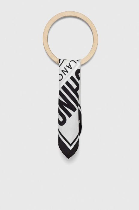 Шовкова кишенькова хустка Moschino x Smiley колір білий