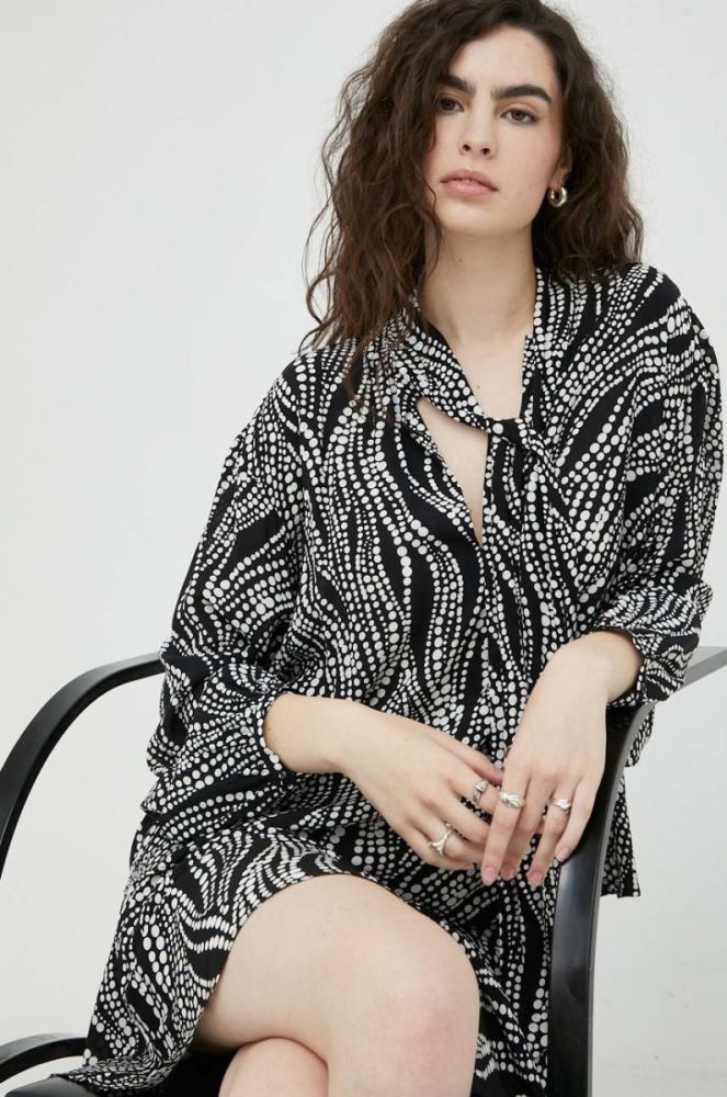 Блузка The Kooples жіноча колір чорний візерунок (2828915) фото 5