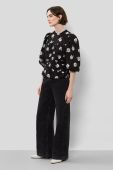 Бавовняна блузка жіноча колір чорний візерунок