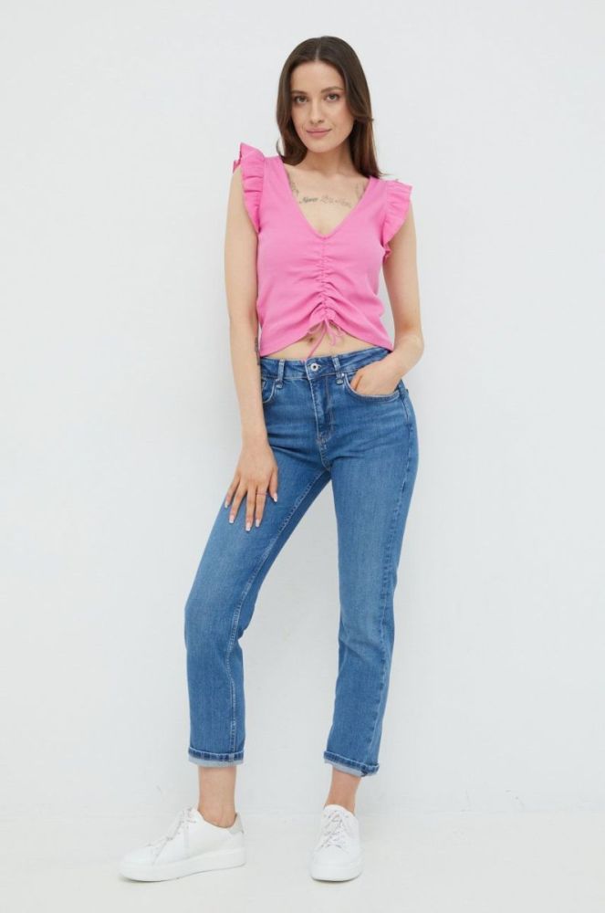 Топ Pepe Jeans жіночий колір фіолетовий фото 2