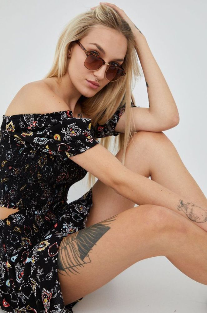 Блузка Superdry жіноча колір чорний візерунок фото 4