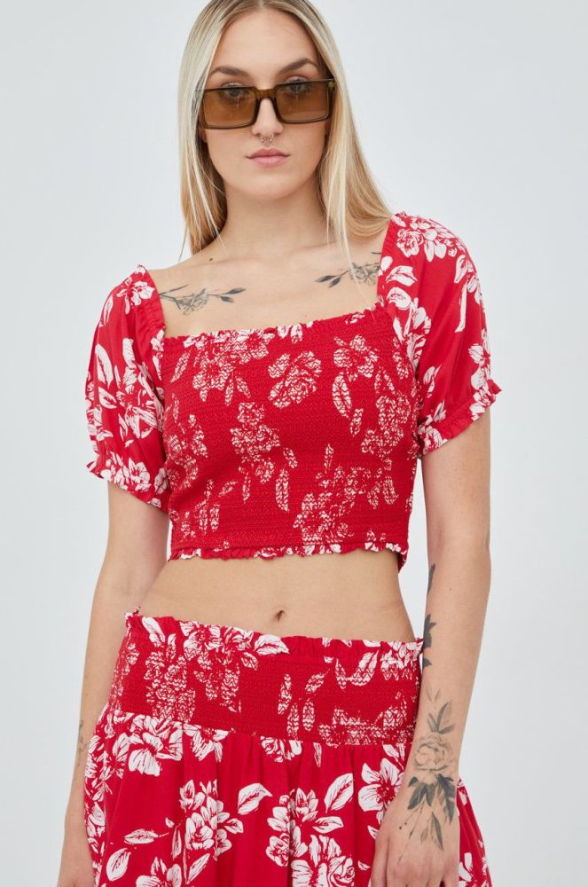 Блузка Superdry жіноча колір червоний принт квіти