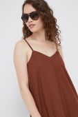 Бавовняна сукня Sisley колір коричневий midi розкльошена