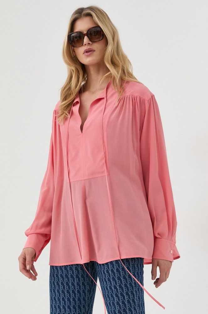 Блузка Victoria Beckham жіноча колір рожевий однотонна (2814431)