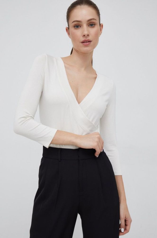 Блузка Lauren Ralph Lauren жіноча колір бежевий однотонна (2690629) фото 4
