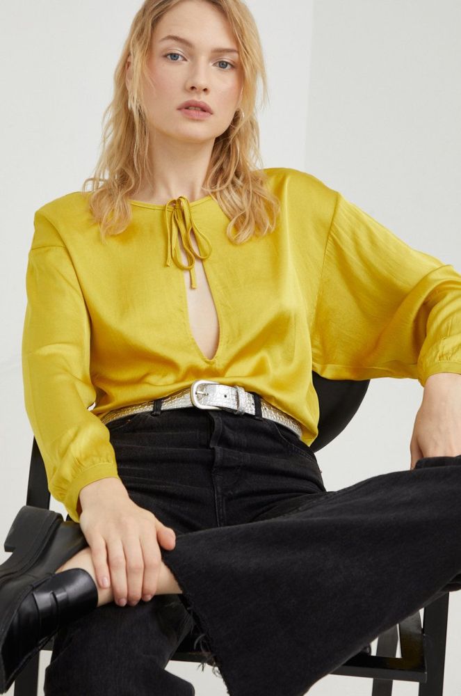Блузка American Vintage жіноча колір жовтий однотонна
