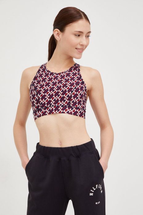 Спортивний бюстгальтер Tommy Hilfiger колір бордовий візерунок