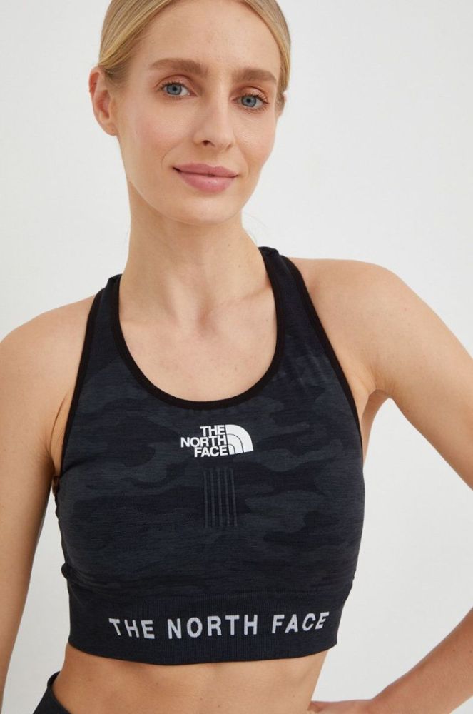 Спортивний бюстгальтер The North Face колір чорний візерунок фото 3