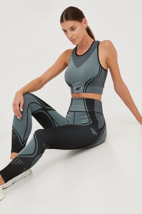 Бюстгальтер для йоги 4F колір чорний візерунок