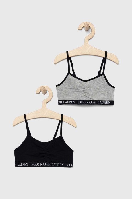 Дитячий бюстгальтер Polo Ralph Lauren 2-pack колір чорний Дитячий бюстгальтер Polo Ralph Lauren 2-pack колір чорний