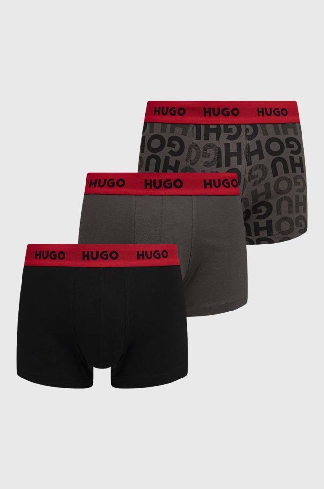 Боксери HUGO 3-pack чоловічі колір сірий (3480266)