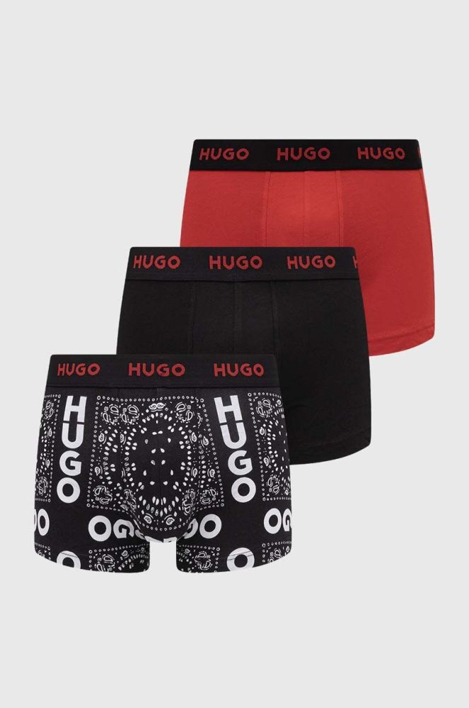 Боксери HUGO 3-pack чоловічі колір червоний (3287839)