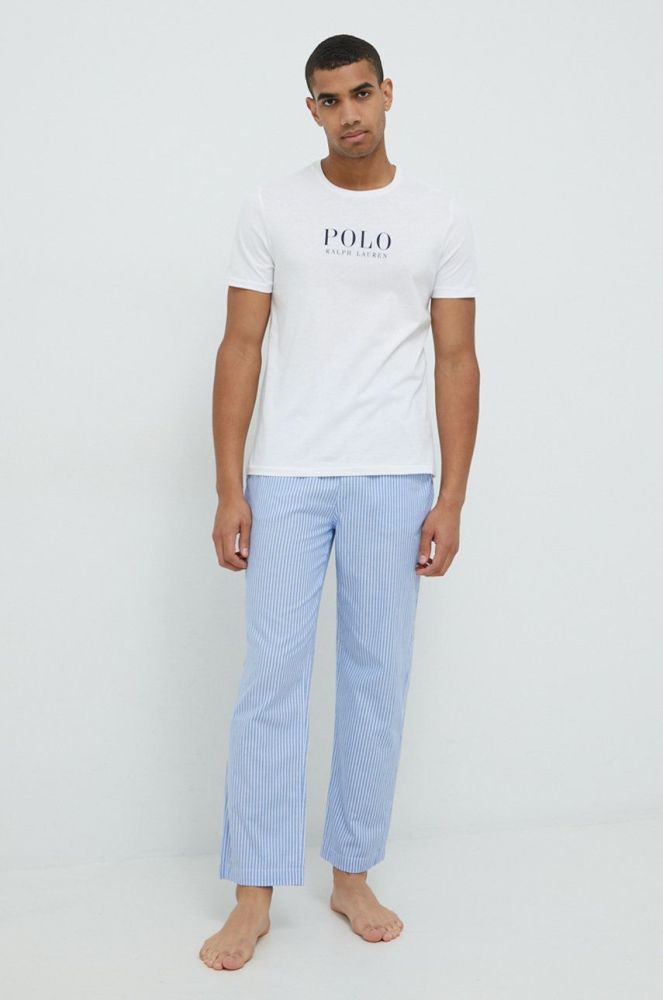 Бавовняна піжама Polo Ralph Lauren з принтом колір блакитний (2668434)