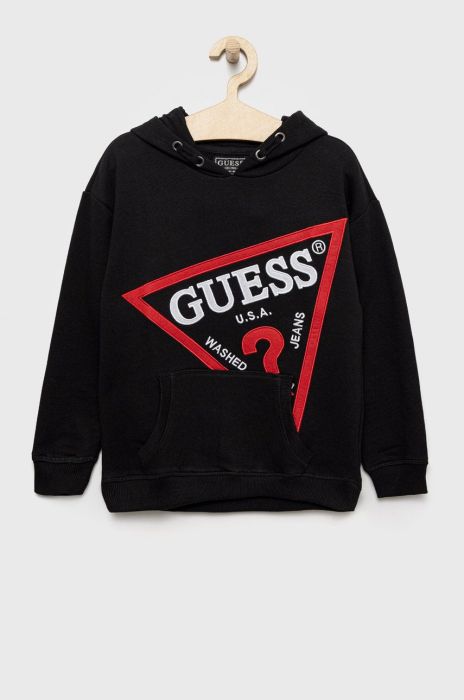 Дитяча бавовняна кофта Guess колір чорний з аплікацією (2424428)